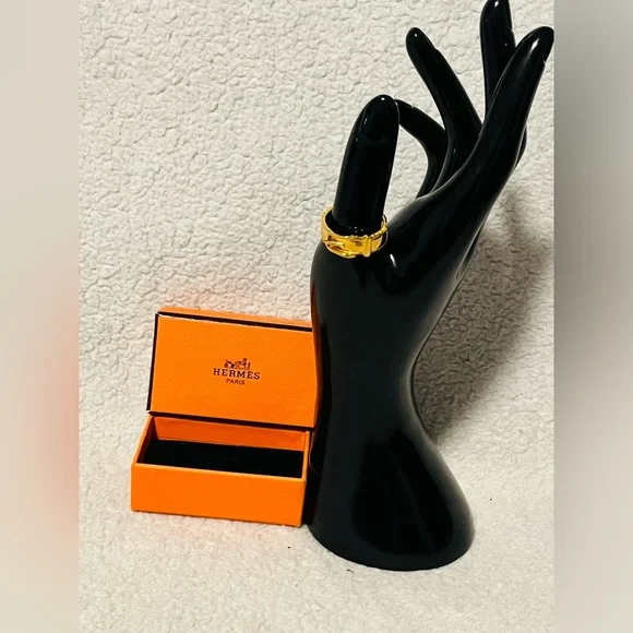 HERMES Gold Plated Belt Buckle Scarf Ring - Vintage - Picture 14 of 14